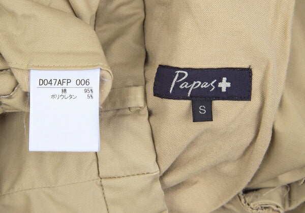 Papas+ Garment Dyed Stretch Cotton Chino Pants Beige Size S