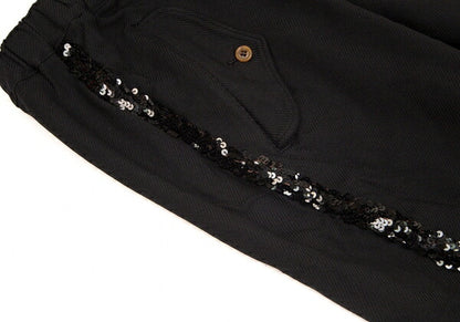 COMME des GARCONS Poly Sequin Line Pants Black Size M