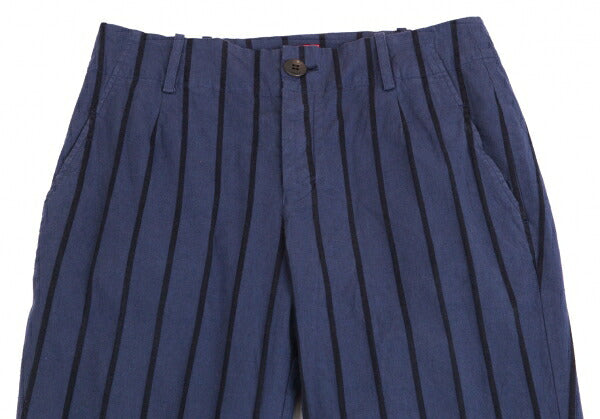 ISSEY MIYAKE HaaT Cotton Stripe Tapered Pants Navy Size M
