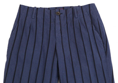 ISSEY MIYAKE HaaT Cotton Stripe Tapered Pants Navy Size M