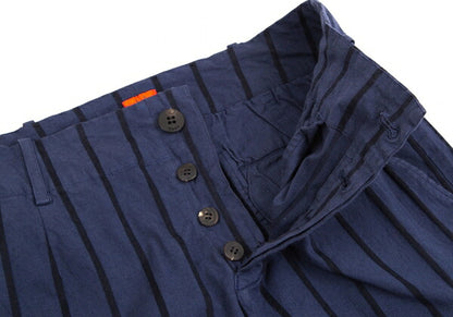 ISSEY MIYAKE HaaT Cotton Stripe Tapered Pants Navy Size M