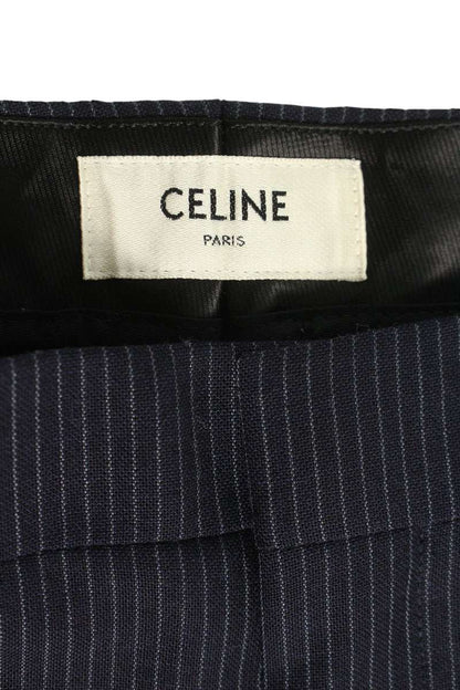 CELINE Striped Wool Blend Pants Navy Size 36