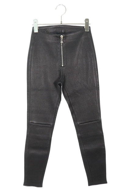 Chrome Hearts Dagger Zip Leather Leggings Black Size 25