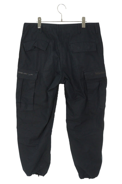WASTED YOUTH Cotton Message Print Cargo Pants Black Size 32