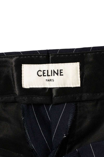CELINE Wool Cashmere Stripe Slacks Navy Size 33
