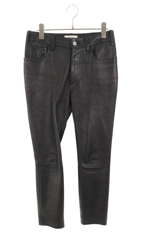 CELINE Black Lamb Leather Trousers Size 26