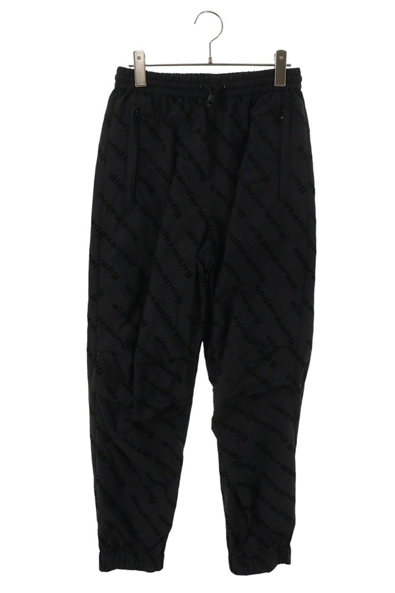 ALEXANDER WANG Black All-Over Logo Nylon Pants Size 28