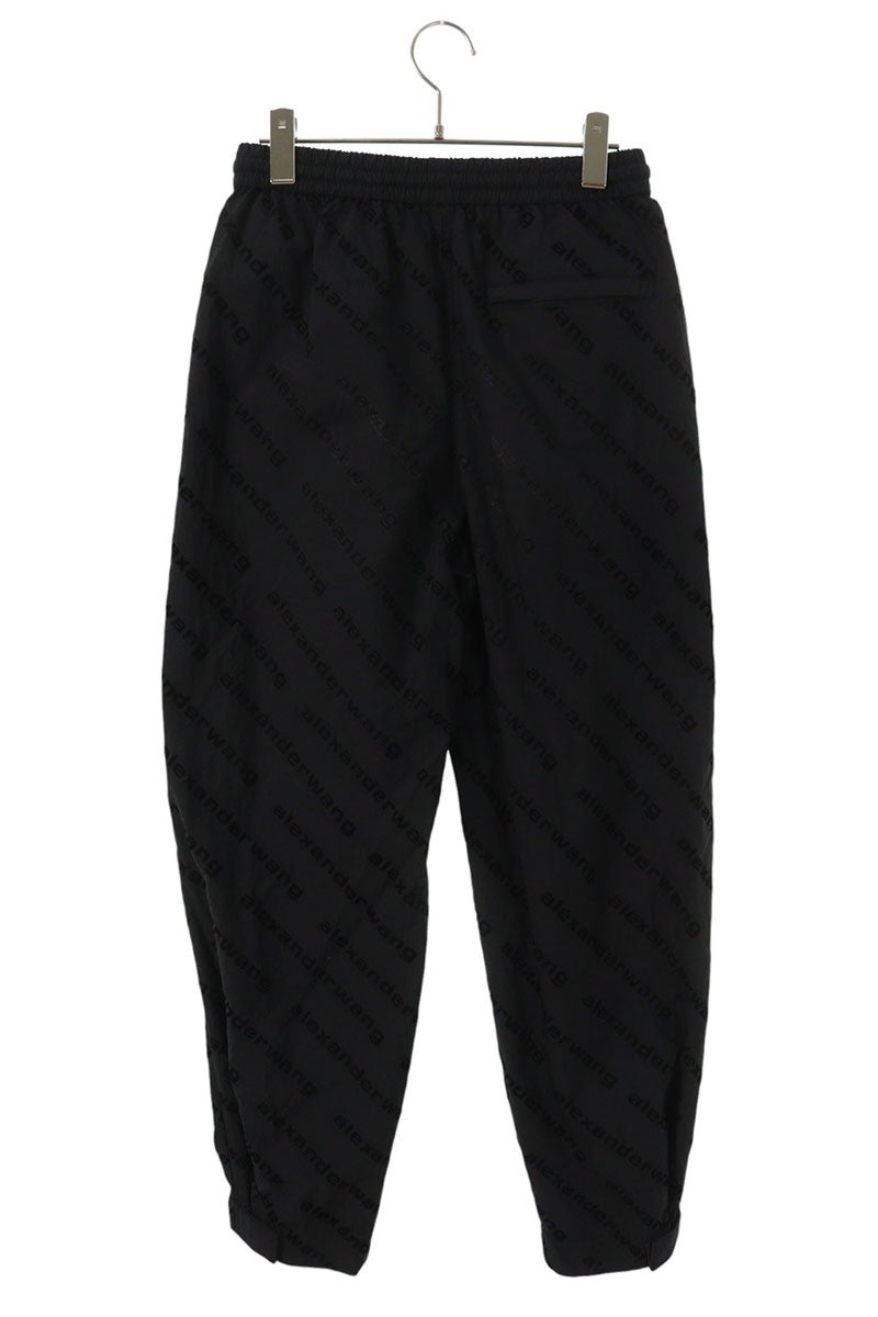 ALEXANDER WANG Black All-Over Logo Nylon Pants Size 28
