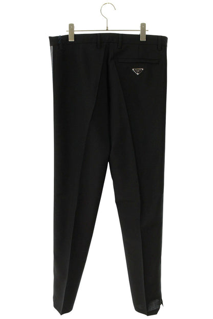 PRADA Black Mohair Wool Triangle Plate Side Stripe Size 33
