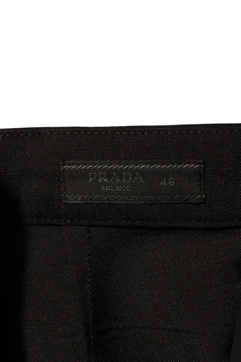 PRADA Black Mohair Wool Triangle Plate Side Stripe Size 33