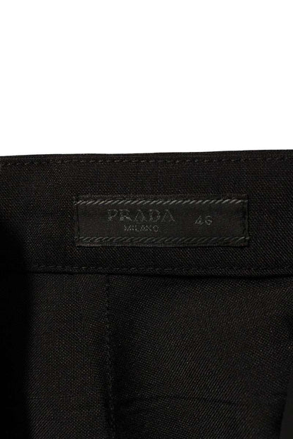 PRADA Black Mohair Wool Triangle Plate Side Stripe Size 33