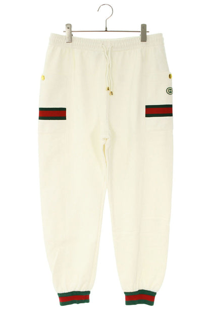 GUCCI Logo Patch Ribbed Sweatpants White Size 32