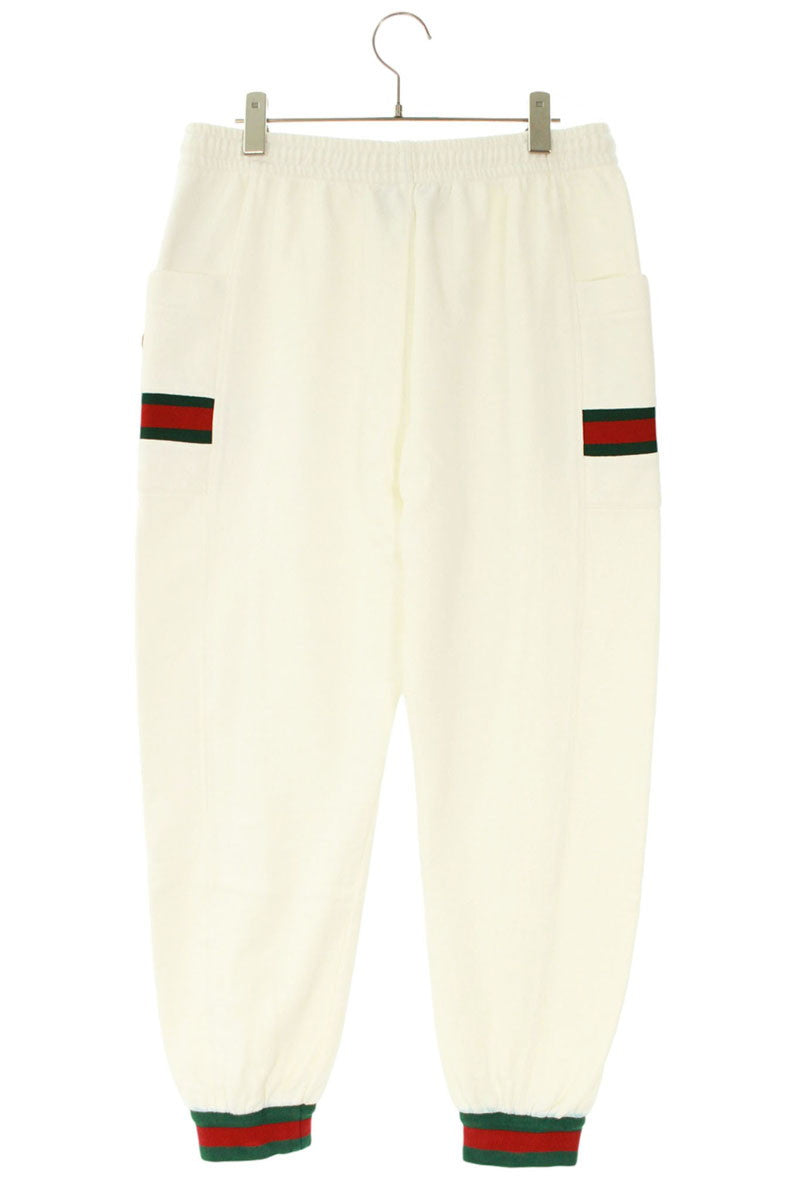 GUCCI Logo Patch Ribbed Sweatpants White Size 32