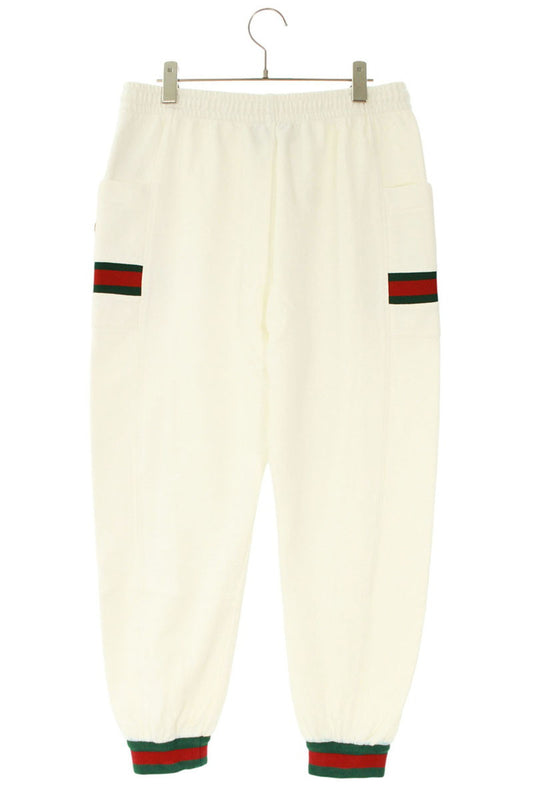 GUCCI Logo Patch Ribbed Sweatpants White Size 32