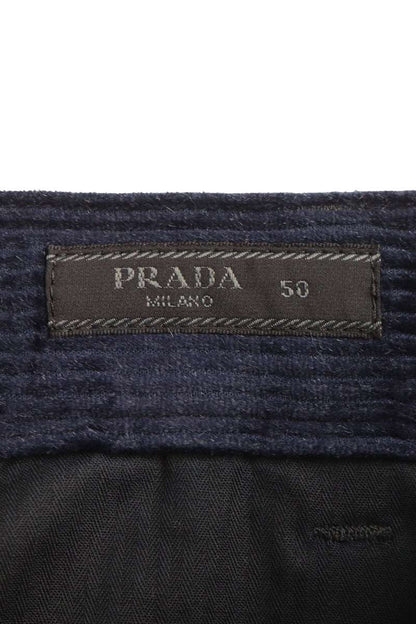 Prada 24SS Cashmere-Cotton Corduroy Trousers Navy Size 36