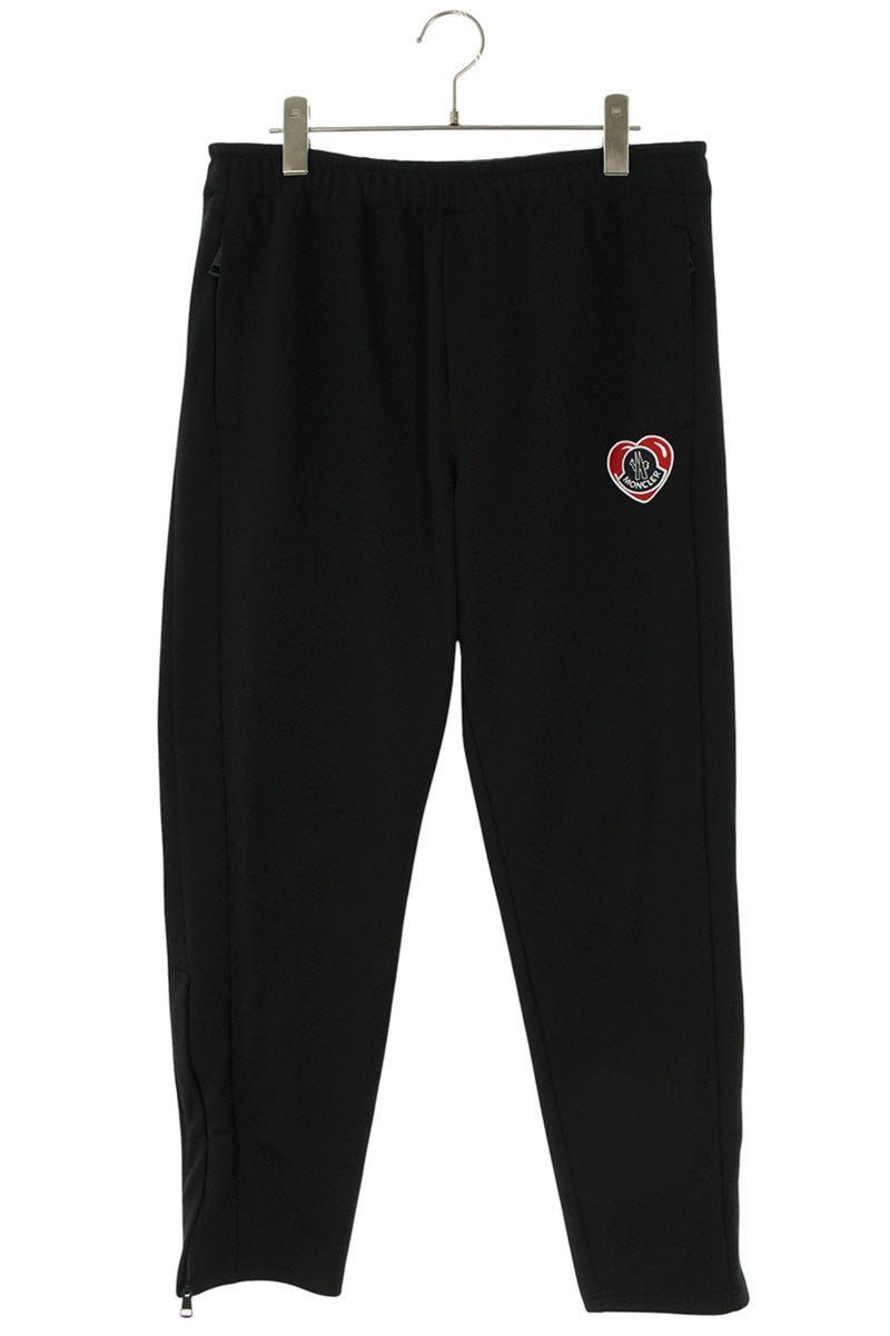 MONCLER Heart Logo Patch Hem Zip Track Pants Black Size 30
