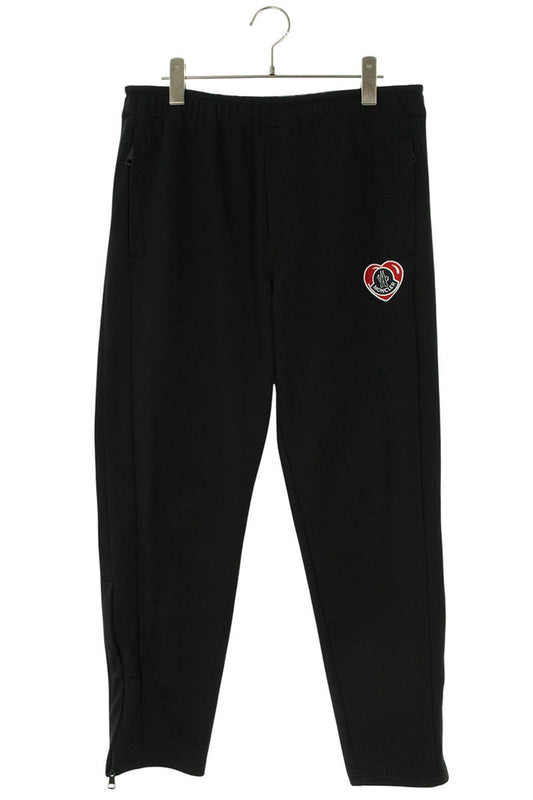 MONCLER Heart Logo Patch Hem Zip Track Pants Black Size 30