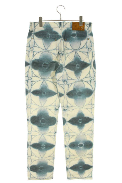 LOUISVUITTON Monogram Cotton Long Pants White/Blue Size 30