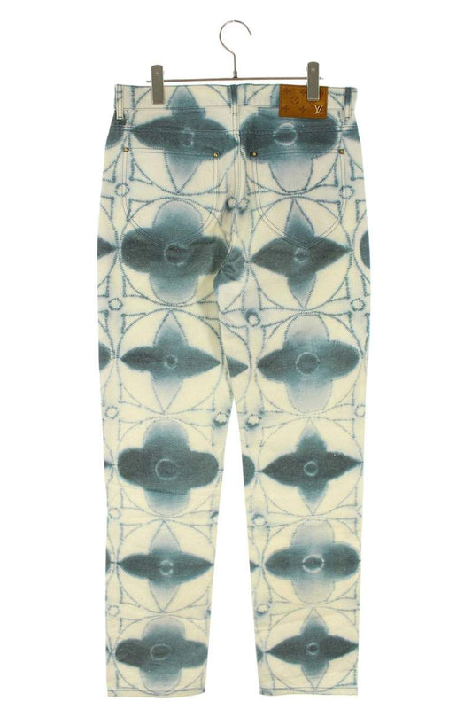 LOUISVUITTON Monogram Cotton Long Pants White/Blue Size 30