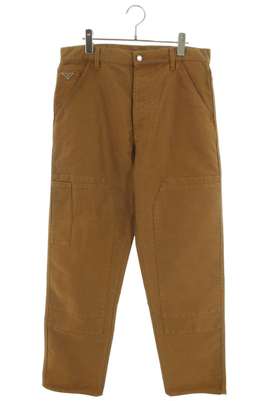 Prada 24AW Brown Triangle Logo Moleskin Cargo Pants Size 32