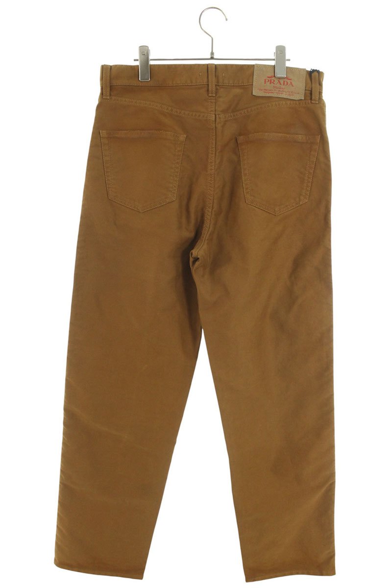 Prada 24AW Brown Triangle Logo Moleskin Cargo Pants Size 32