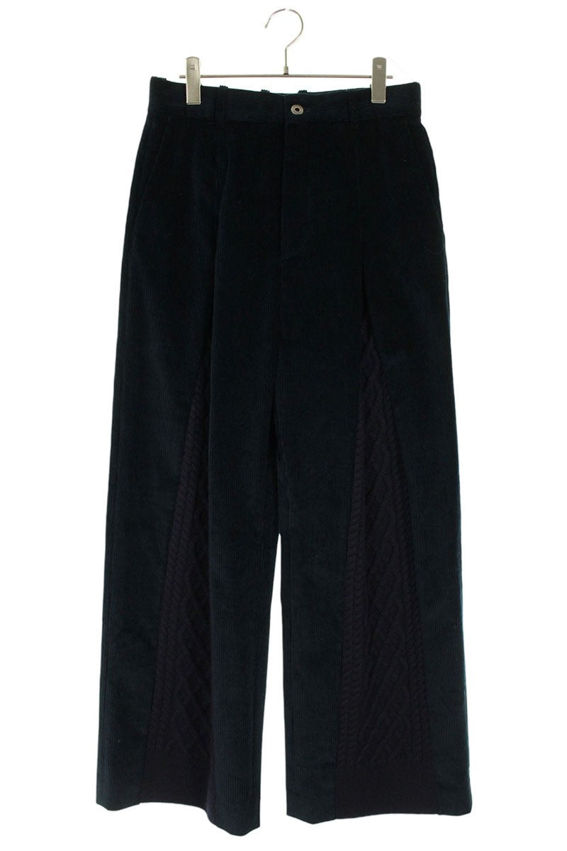 LOEWE Knit Panel Corduroy Trousers Navy Blue Size 32