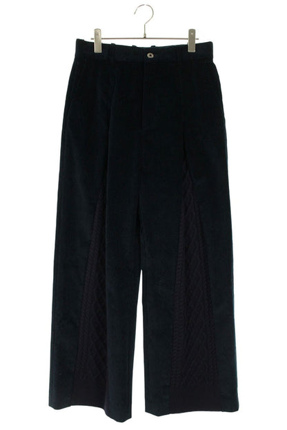 LOEWE Knit Panel Corduroy Trousers Navy Blue Size 32