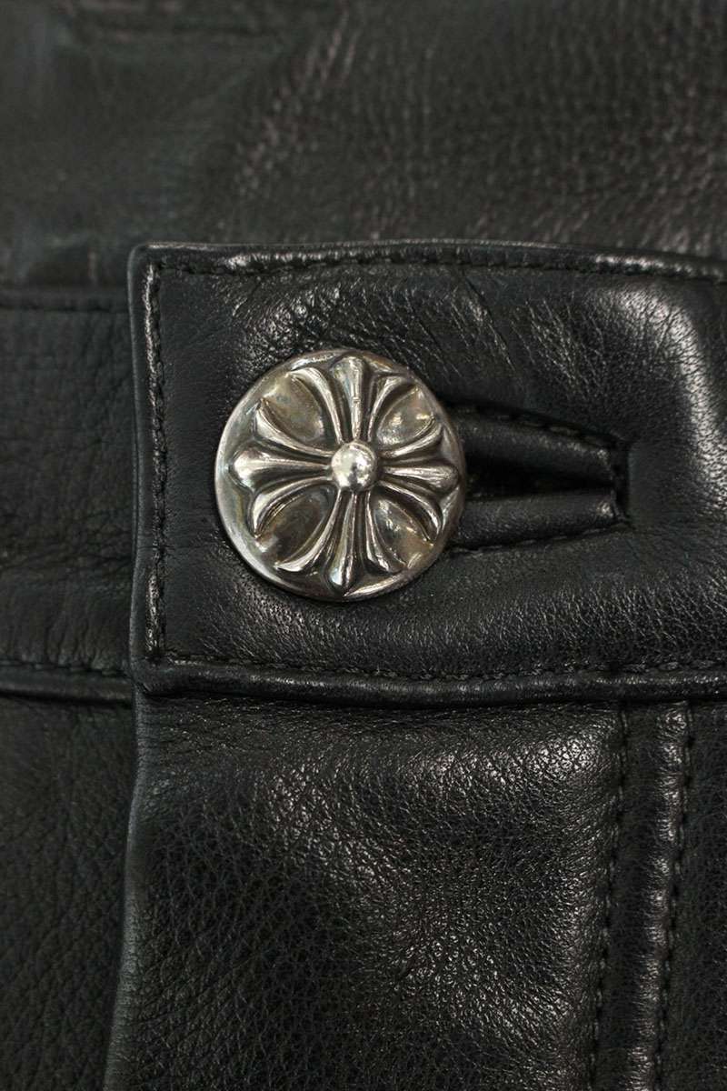 Chrome Hearts CARPENTER LTHR Cross Ball Button Flare Size 34