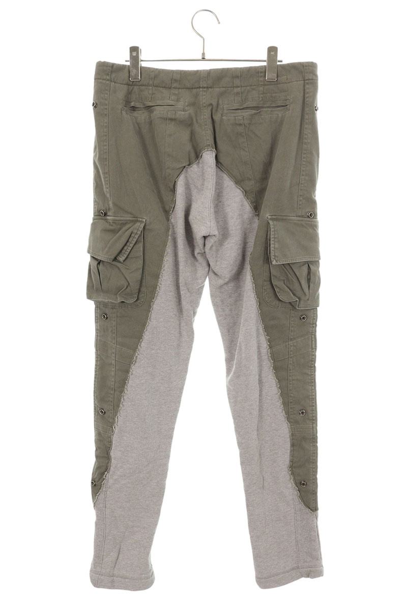 GREG LAUREN Sweat Patchwork Cargo Pants Khaki Size 32