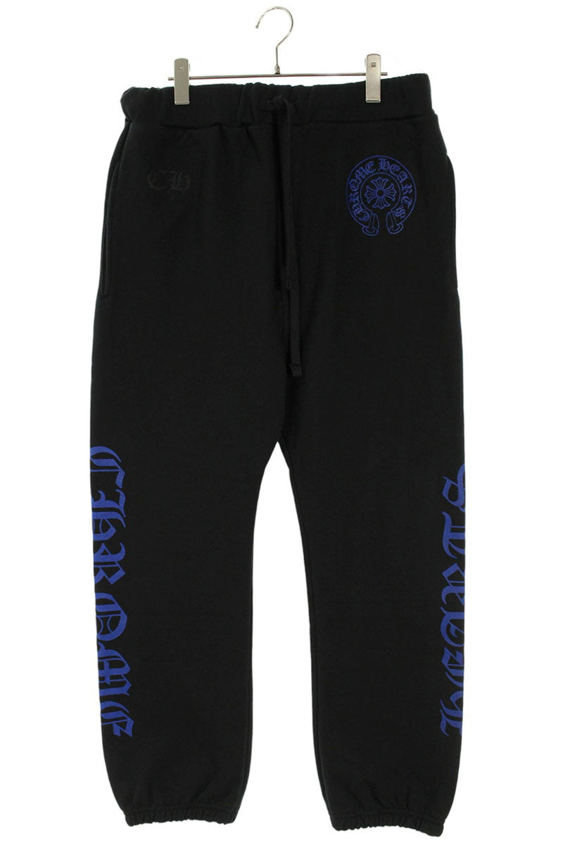 Chrome Hearts SWEAT PANTS Side Logo Print Black/Blue Size 32
