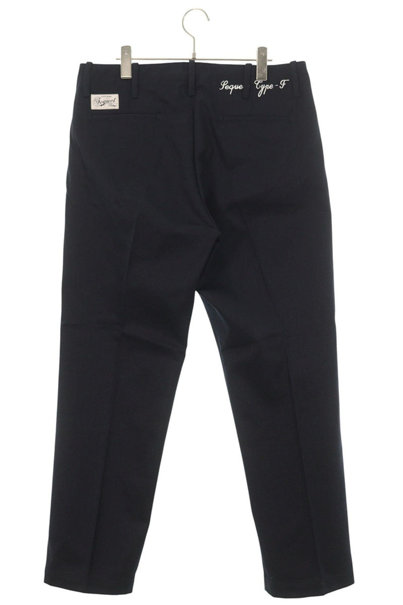 SEQUEL 24AW Poly Cotton Logo Print Chino Pants Navy Size 34