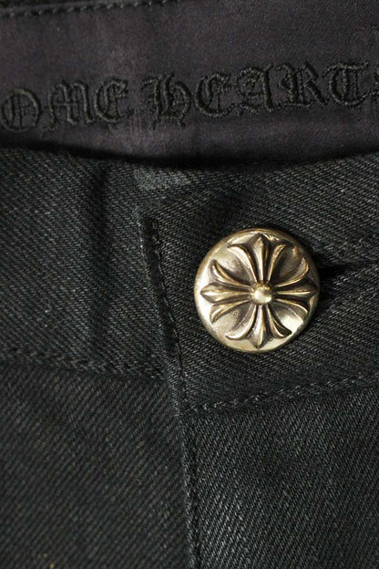 Chrome Hearts JEAN SL FLEURKNEE Cotton Button-Fly Size 30