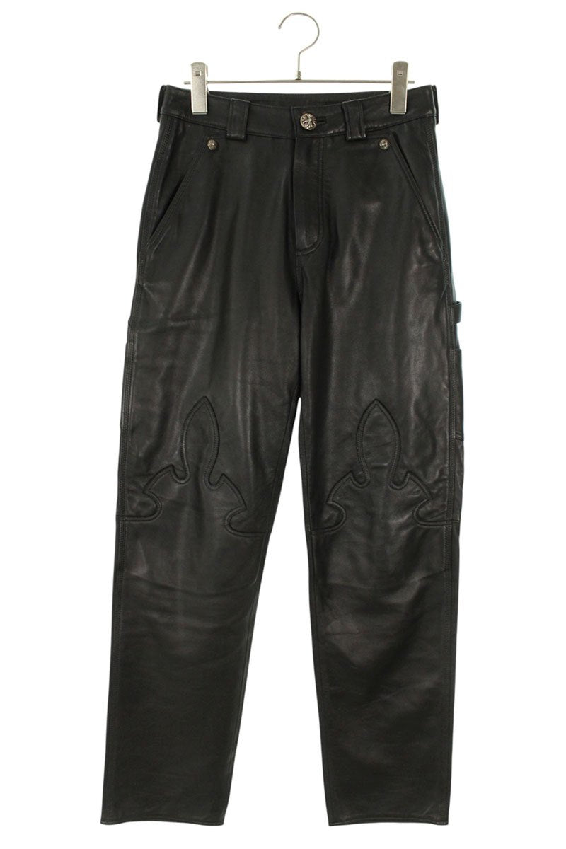 Chrome Hearts CARPENTER LTHR Flare Knee Pants Size 25INCH