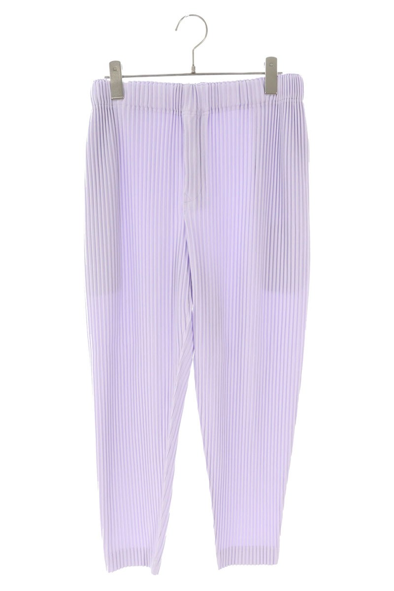 HOMME PLISSE Polyester Pleated Tapered Pants Purple Size 30