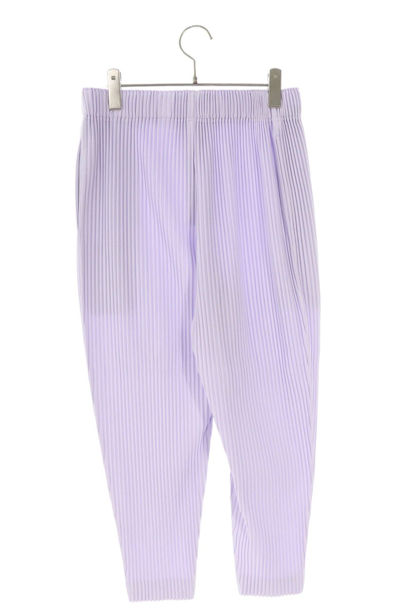 HOMME PLISSE Polyester Pleated Tapered Pants Purple Size 30