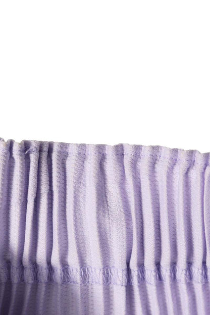 HOMME PLISSE Polyester Pleated Tapered Pants Purple Size 30