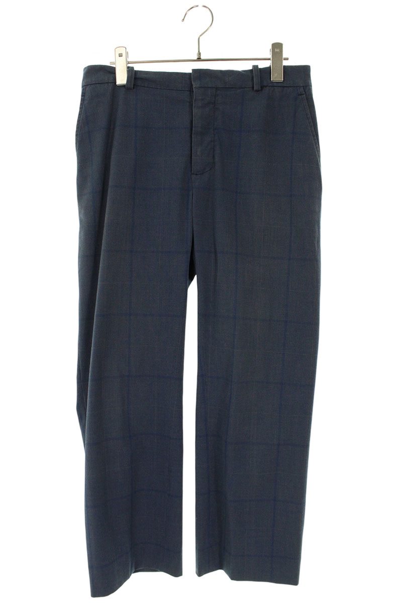 Marni Navy Plaid Cotton Blend Trousers Button Fly Size 32