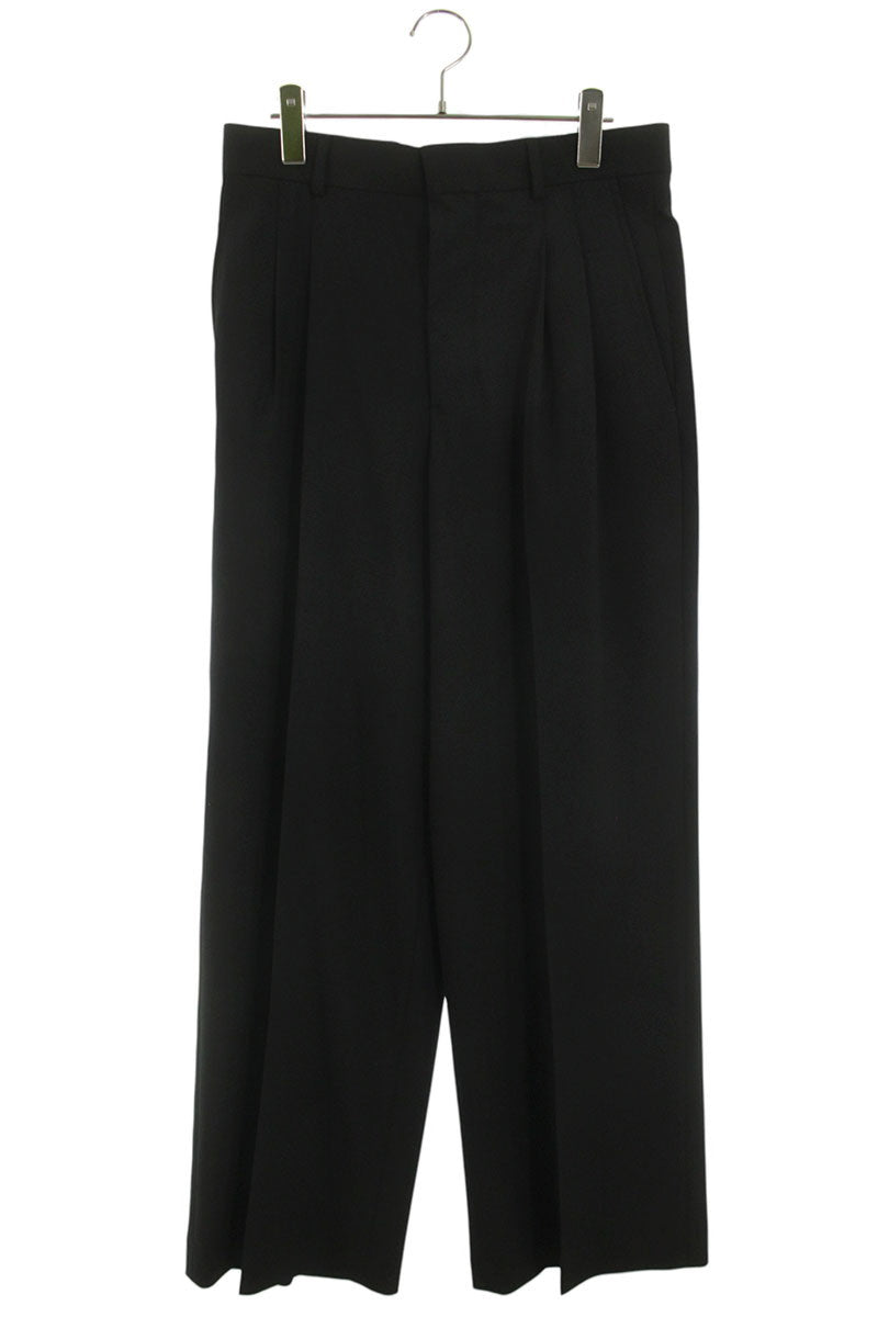 AMI 26SS Wool Waist Wide Long Pants Black Size 38