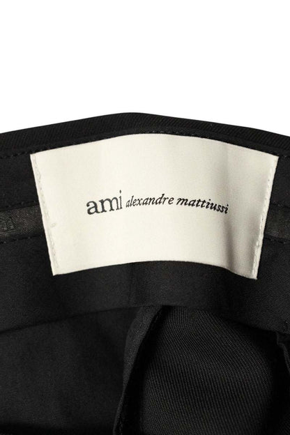 AMI 26SS Wool Waist Wide Long Pants Black Size 40