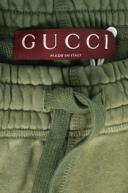 GUCCI GG Logo Embroidered Faded Sweatpants Green Size 30