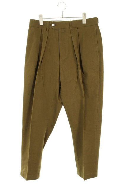 NEAT 2-Tuck Cotton Canvas Tapered Slacks Khaki Size 34