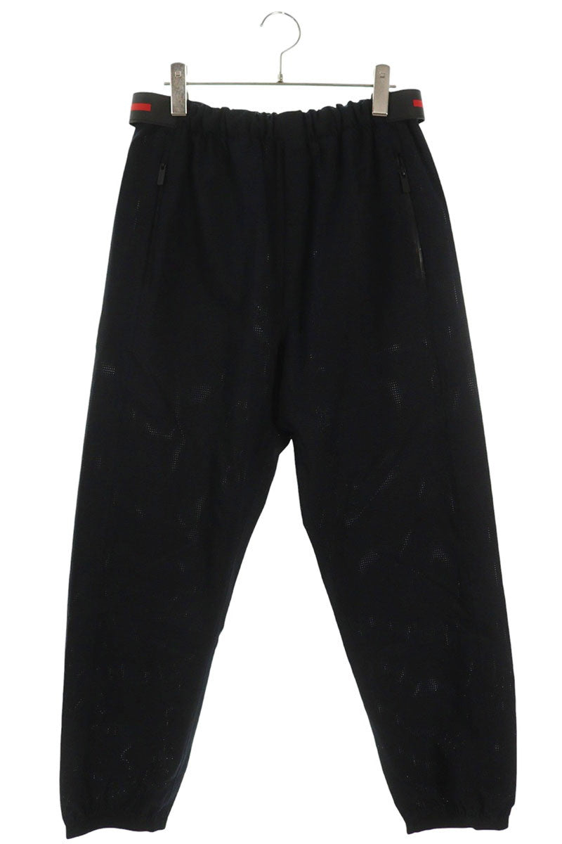 Prada Rubber Logo Waist Tape Nylon Pants Black Size 33