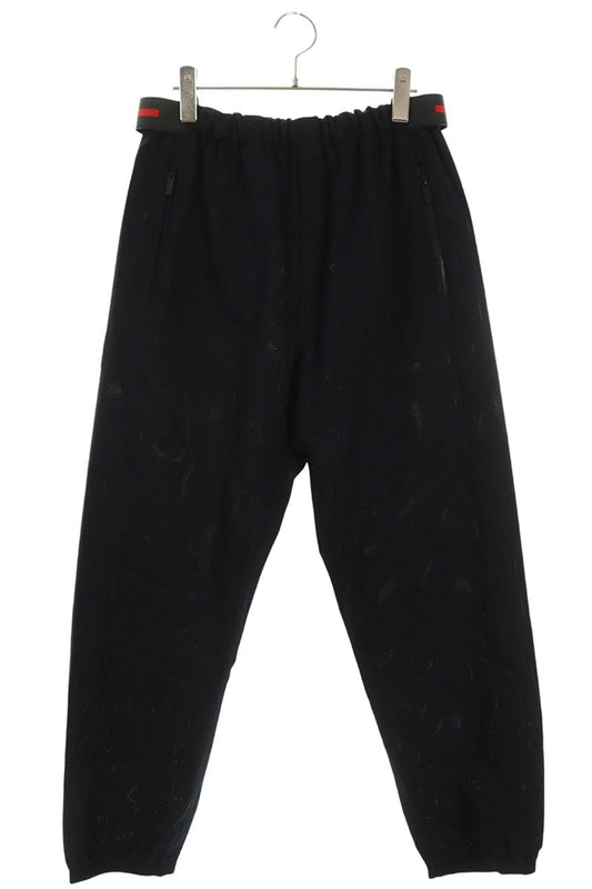 Prada Rubber Logo Waist Tape Nylon Pants Black Size 33
