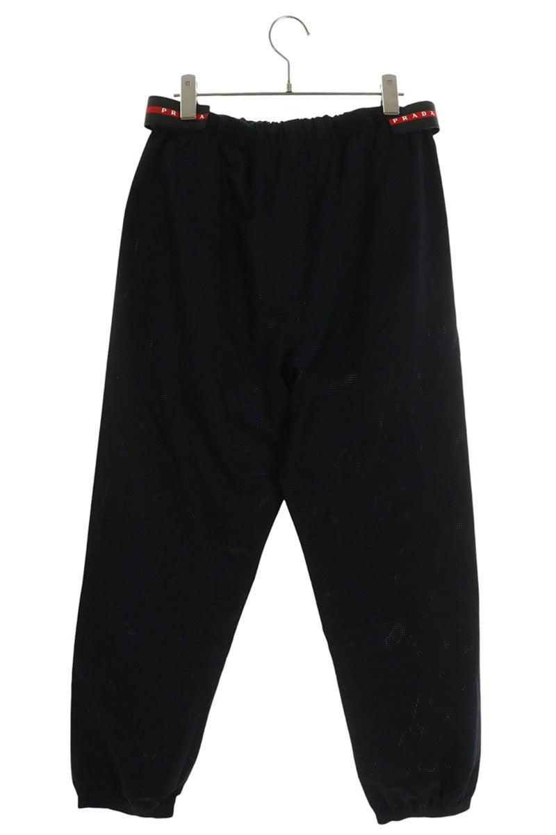 Prada Rubber Logo Waist Tape Nylon Pants Black Size 33