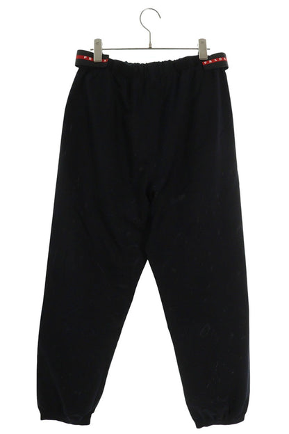 Prada Rubber Logo Waist Tape Nylon Pants Black Size 33