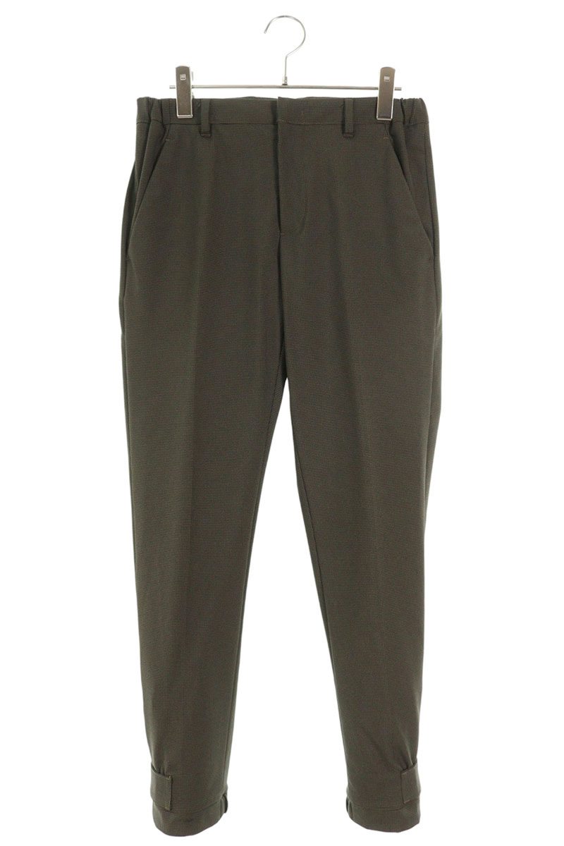 Prada Houndstooth Hem-Tape Design Trousers Khaki Size 32