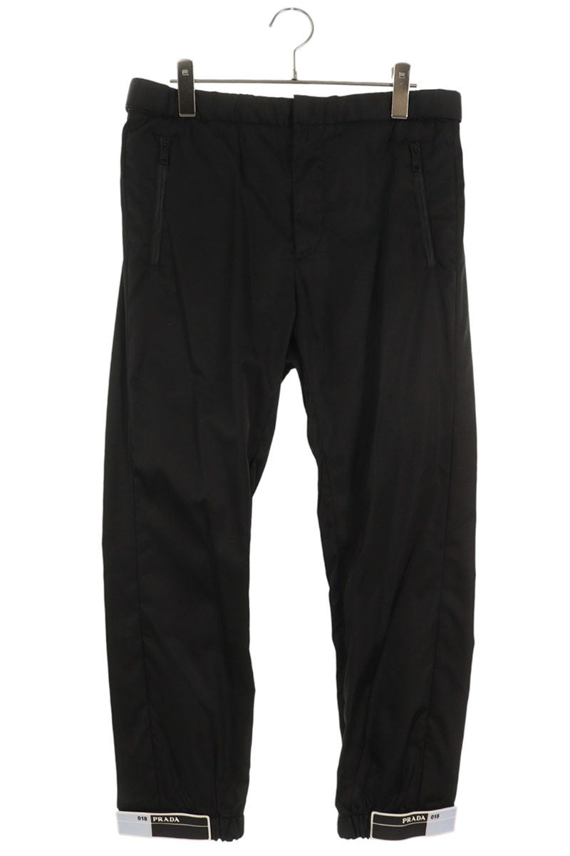 Prada Nylon Logo Tape Hem Trousers Black Size 32