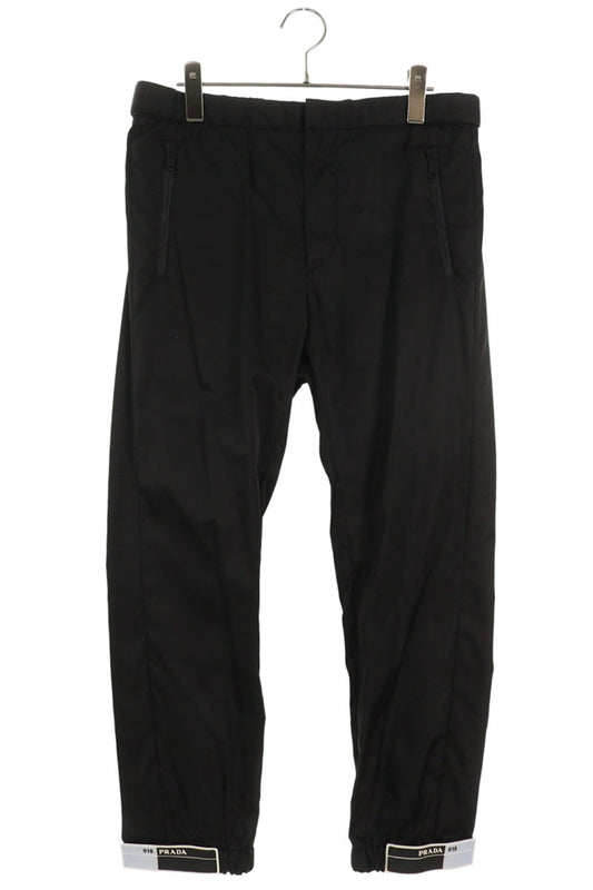 Prada Nylon Logo Tape Hem Trousers Black Size 32