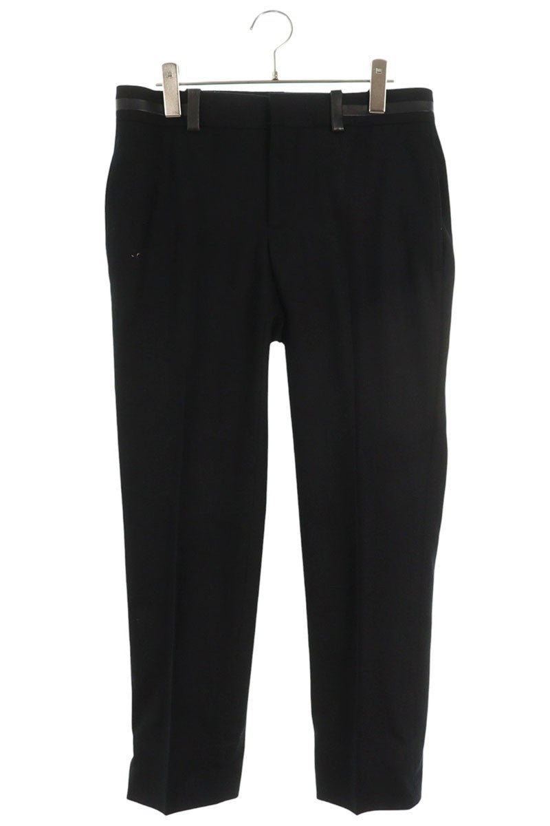 Hermes Leather Wool Long Pants Black Size 38
