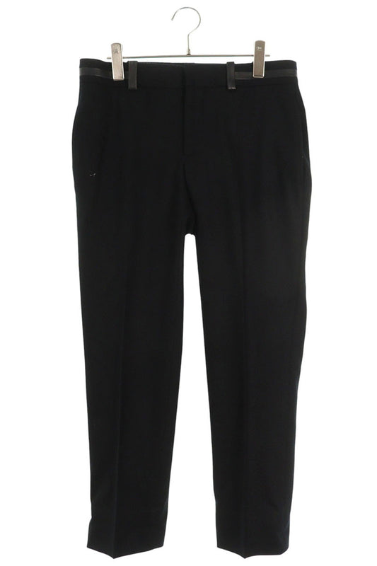 Hermes Leather Wool Long Pants Black Size 38